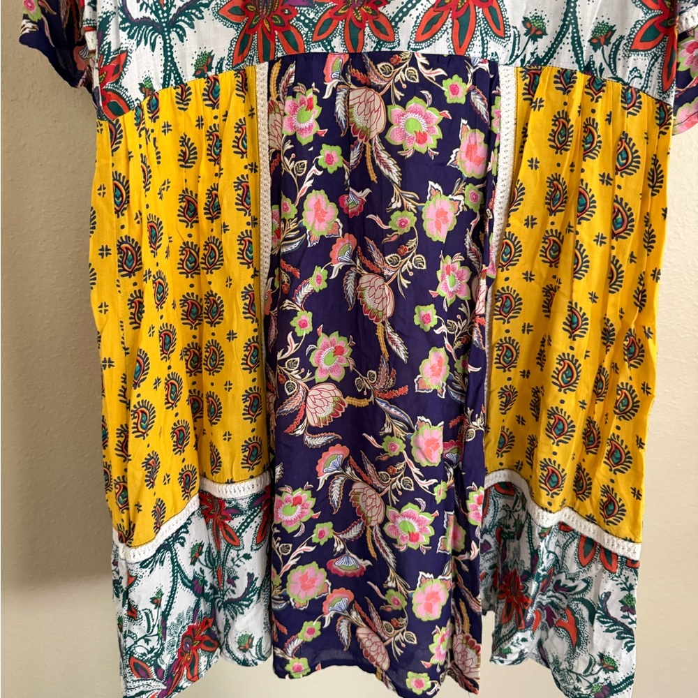 Anthropologie Boho Floral Patchwork V-Neck Women’s Dress - Picture 9 of 10